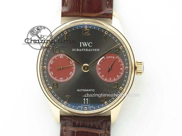 MIROTIME 0128 Unique Portuguese IW3714 Diam ZF V2 1:1 Best Edition Gray Dial On Brown Leather Strap A79350 (Slim Movement) 7250